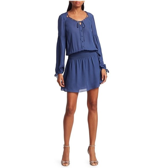 🎁 PARKER Dorit Long Sleeve Silk Minidress
